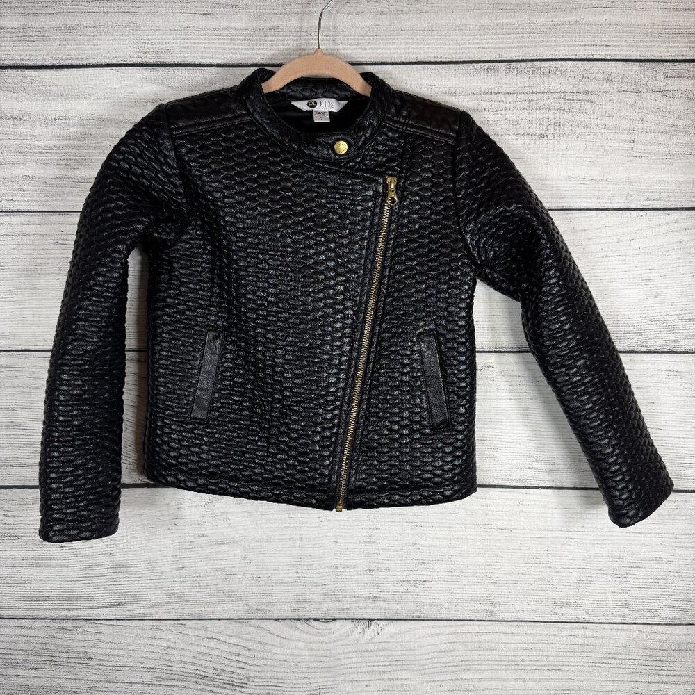 Petit Lem PL Kids Shiny Quilted Biker Moto Zip Jacket Size 7
